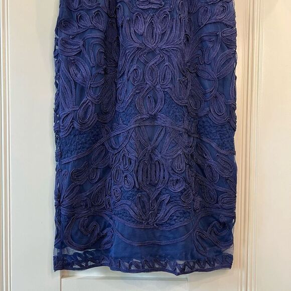 JS COLLECTIONS Women's Navy Blue Embroidered 3/4 Sleeves Dress Women’s Size 4 - Picture 6 of 14